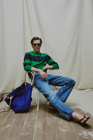 Zaras SHOPPINGVÄSKA MED SKINNDETALJER AARON LEVINE X ZARA - Blå