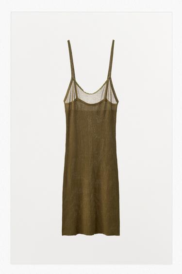Zaras MINIKLÄNNING I RIBBAD STICKNING - Mörk khaki