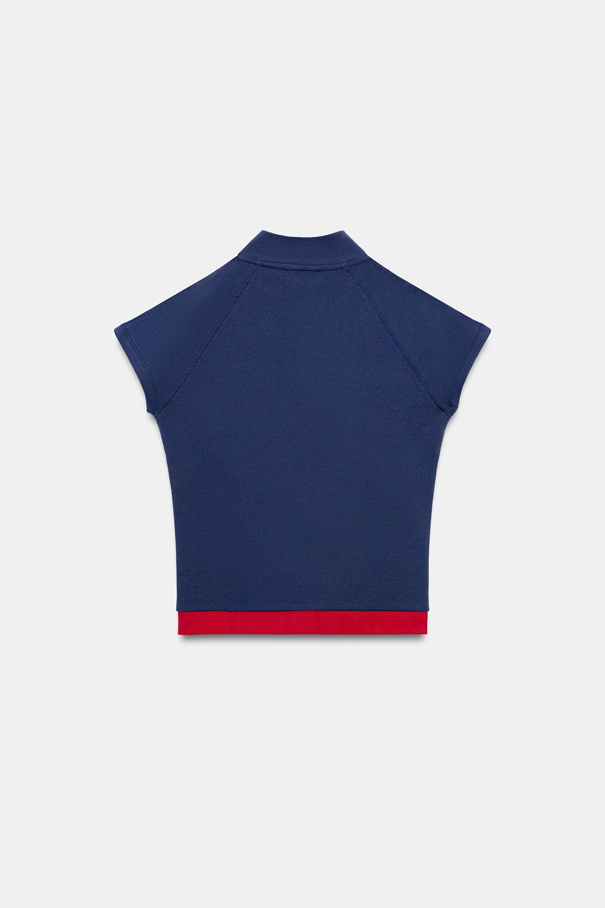 TEXT ZIP-UP TOP - Blue | ZARA United States