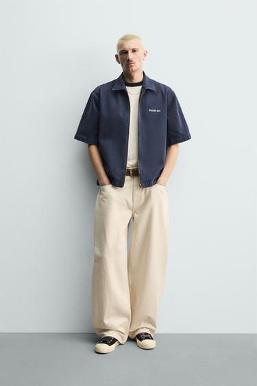 RELAXED FIT ZIPPED OVERSHIRT - Blue by Zara - Image 0