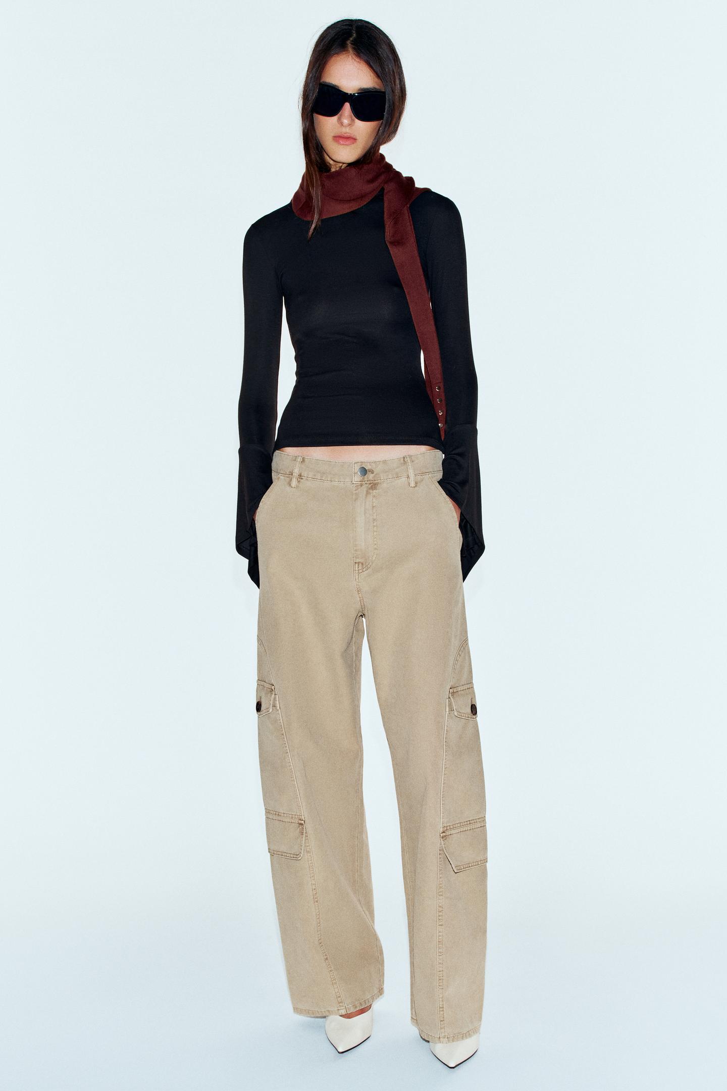 Женская футболка Zara Ruffle Sleeve, цвет: Чёрный