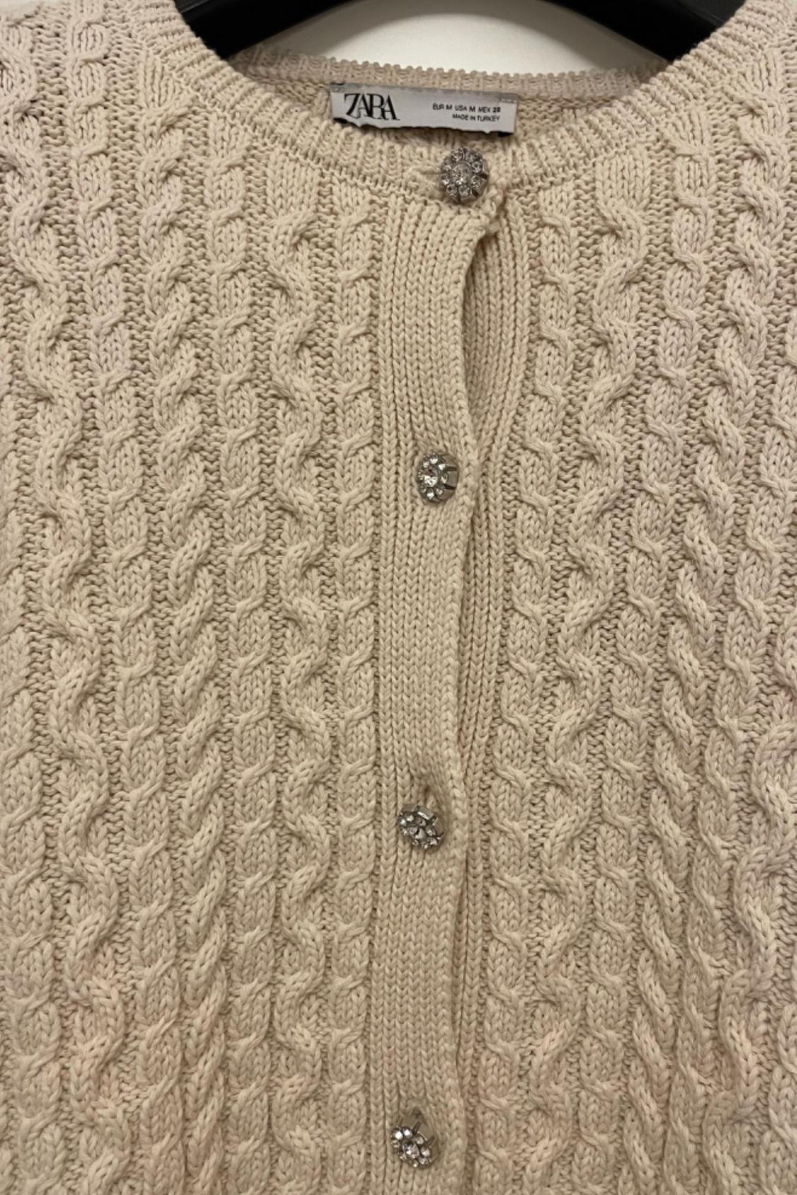 KNIT CARDIGAN WITH GEM BUTTON - Image 4