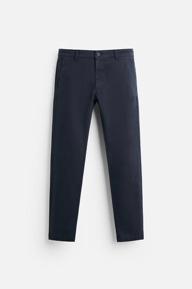 SKINNY FIT CHINO TROUSERS - Navy blue by Zara