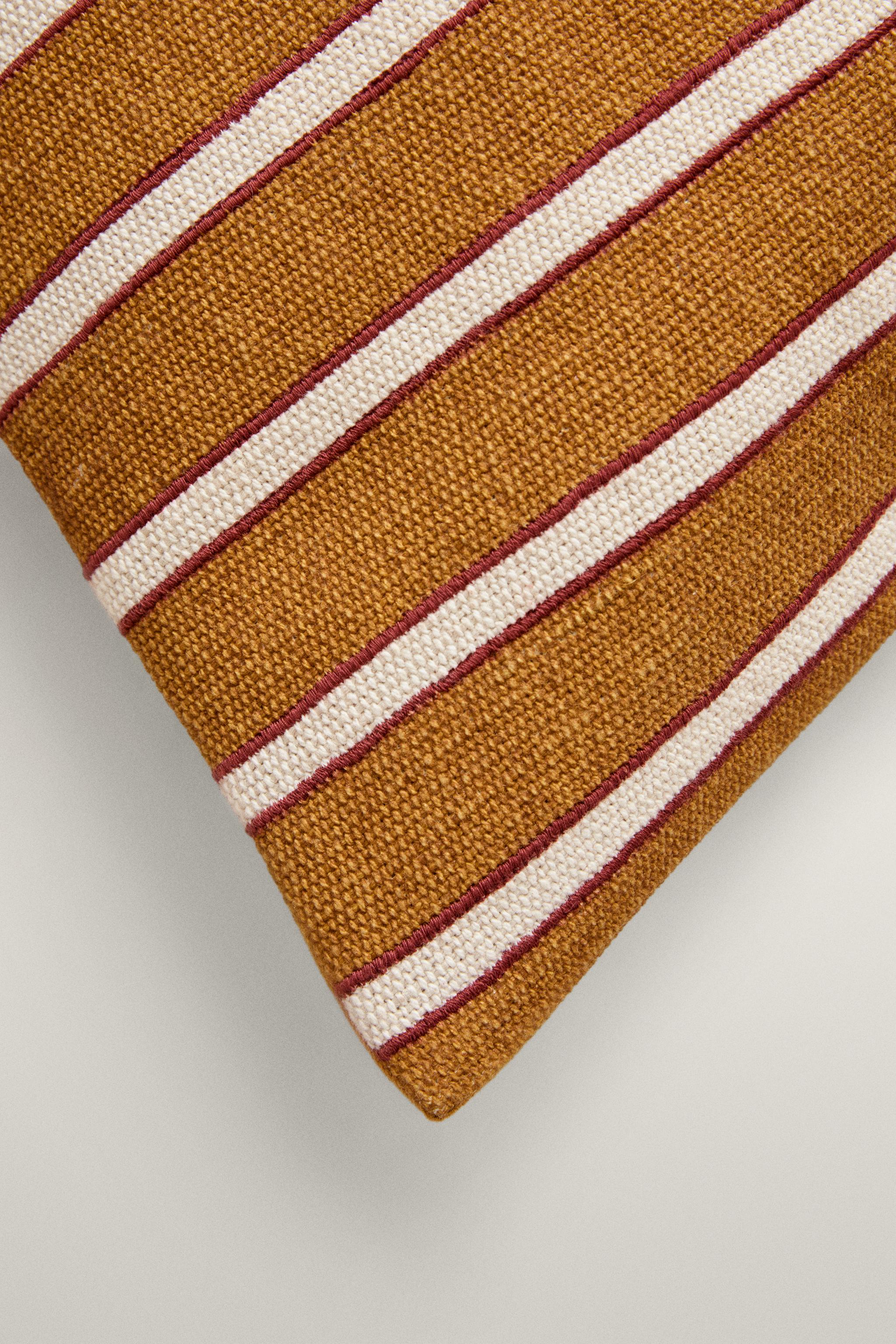 STRIPED CUSHION COVER — Mustard