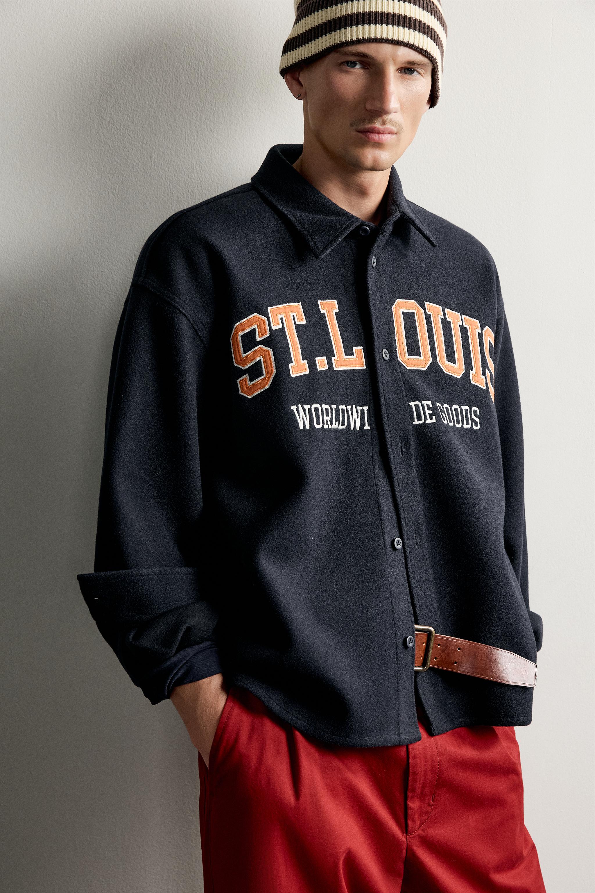 BOXY FIT TEXT PATCH OVERSHIRT