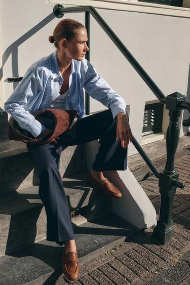 LEATHER PENNY LOAFERS - Brown by Zara