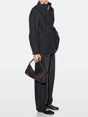 Zara Nappa leather woven croissant bag - Brown - Image 0