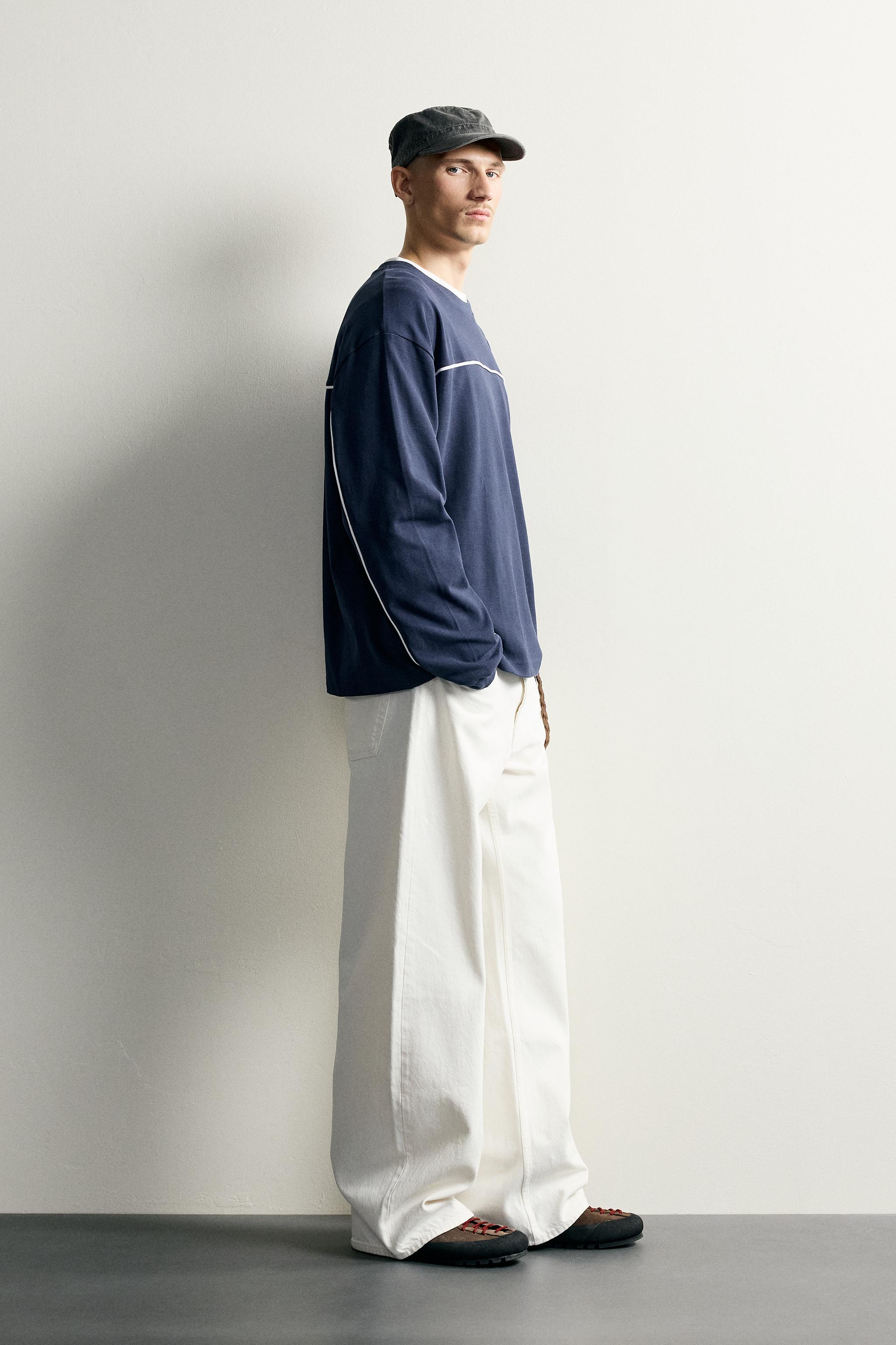 Zara KONTRAST DETAYLI DOKULU İŞLEMELİ SWEATSHIRT görsel 4
