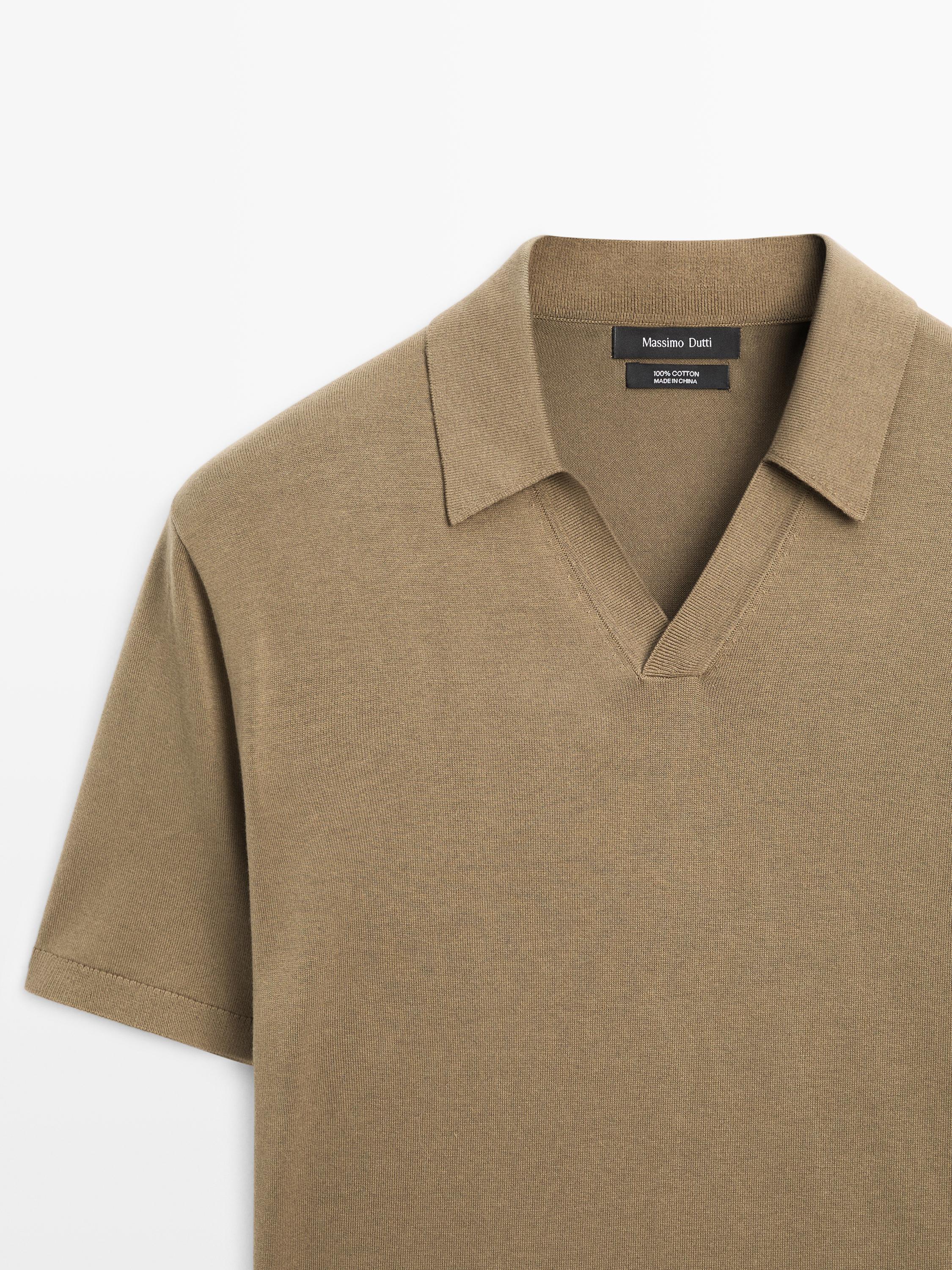 Short sleeve cotton knit polo shirt