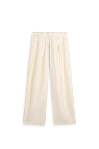 Zara Wide-leg trousers with pleated details - LIMITED EDITION - Oyster-white