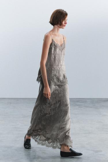 ZW COLLECTION JACQUARD LINGERIE-STYLE TOP — Gray marl 2