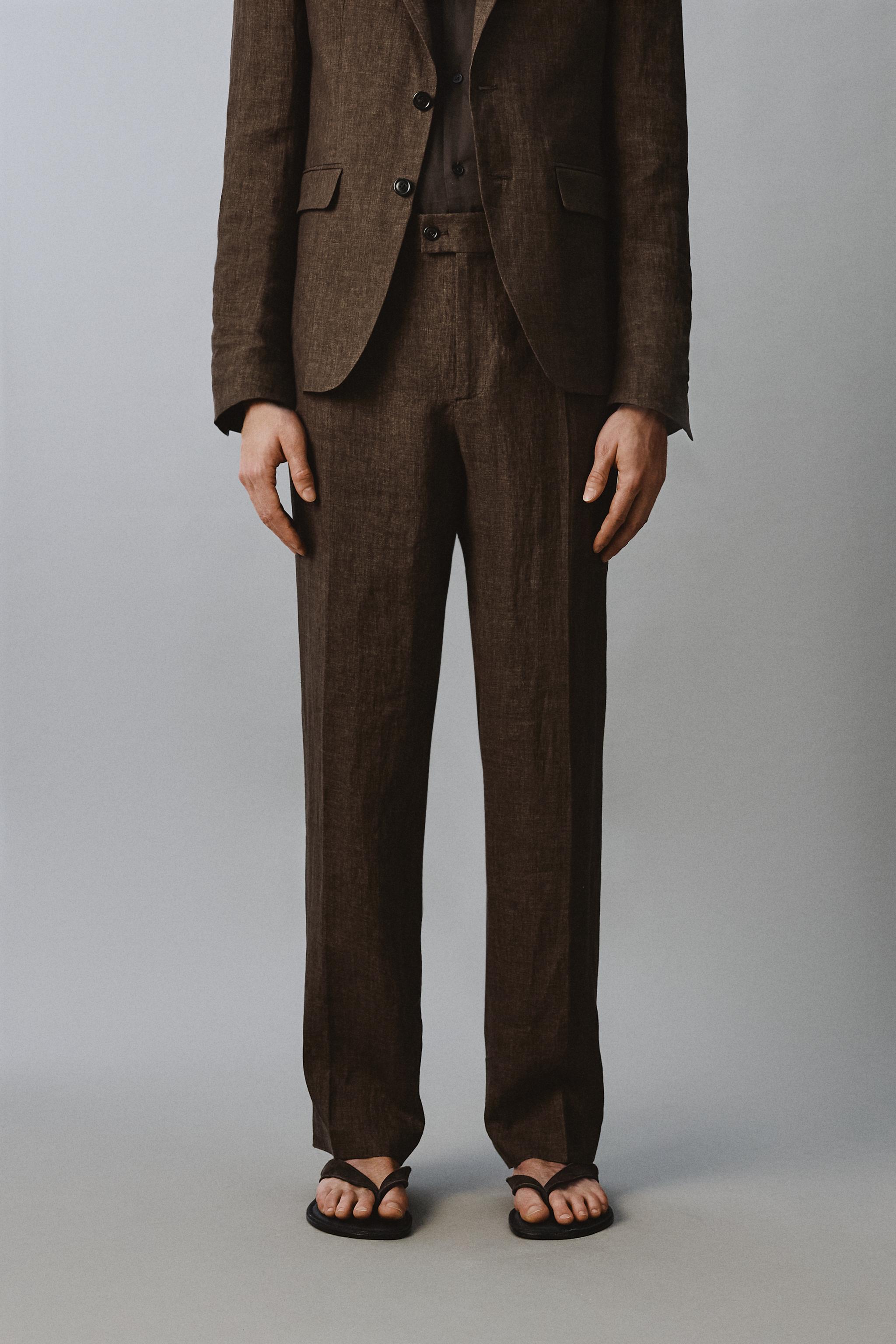 PANTALON DE COSTUME REGULAR FIT 100 % LIN