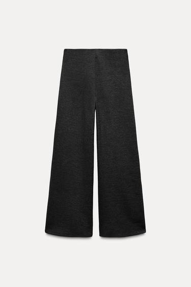 SOFT PIQUÉ WIDE-LEG TROUSERS - charcoal grey by Zara - Image 4