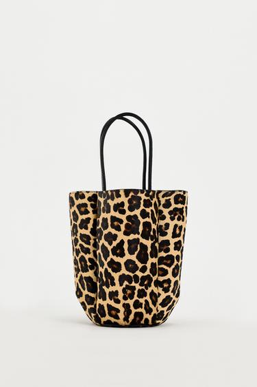 ANIMAL PRINT LEATHER MINI BUCKET BAG - Leopard by Zara - Image 0