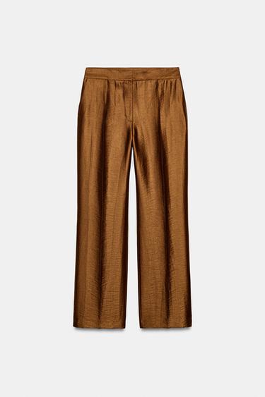 بنطلون مستقيم بثنيات - نحاس by Zara