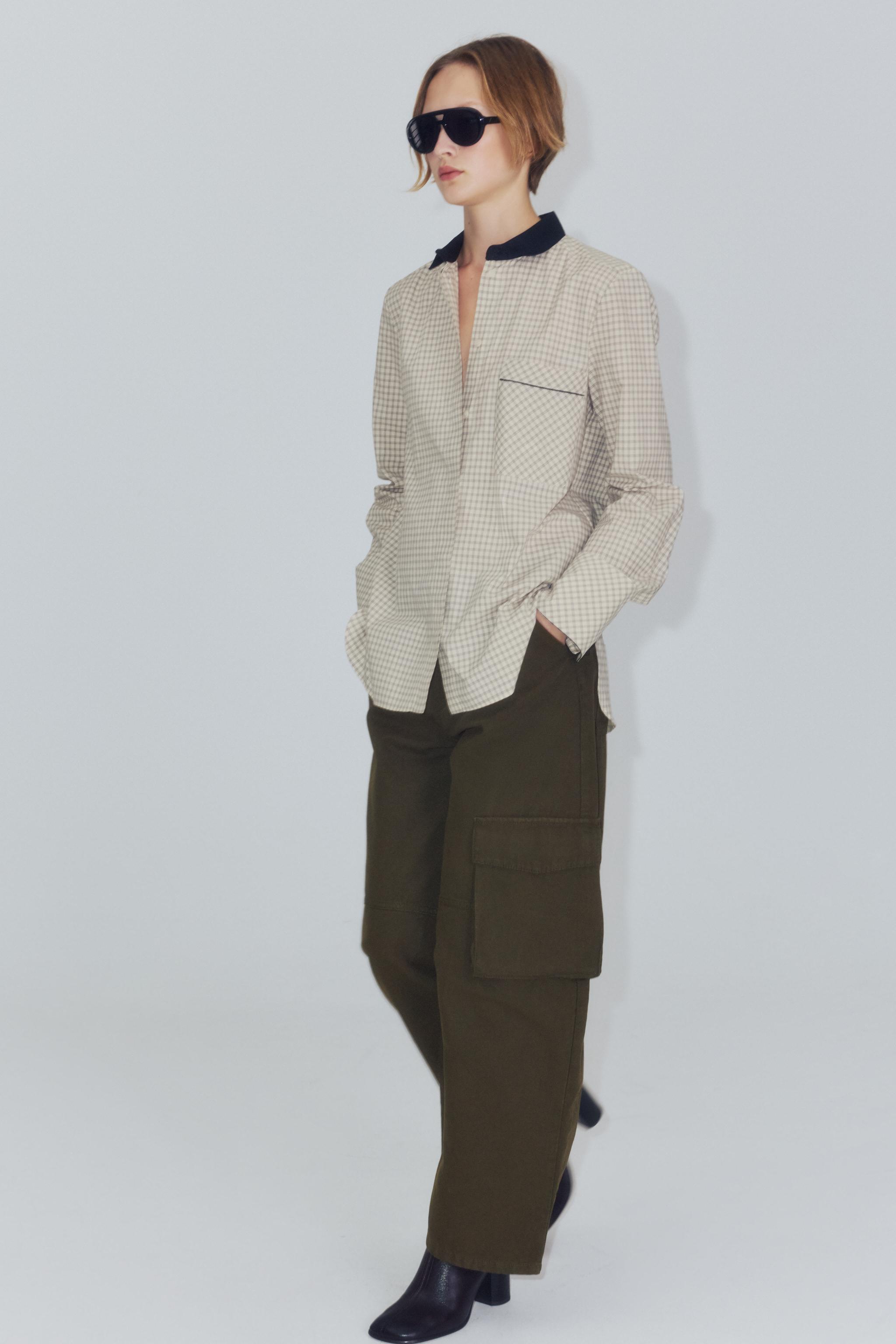 Zw Collection Contrast Collar Checked Shirt by Zara