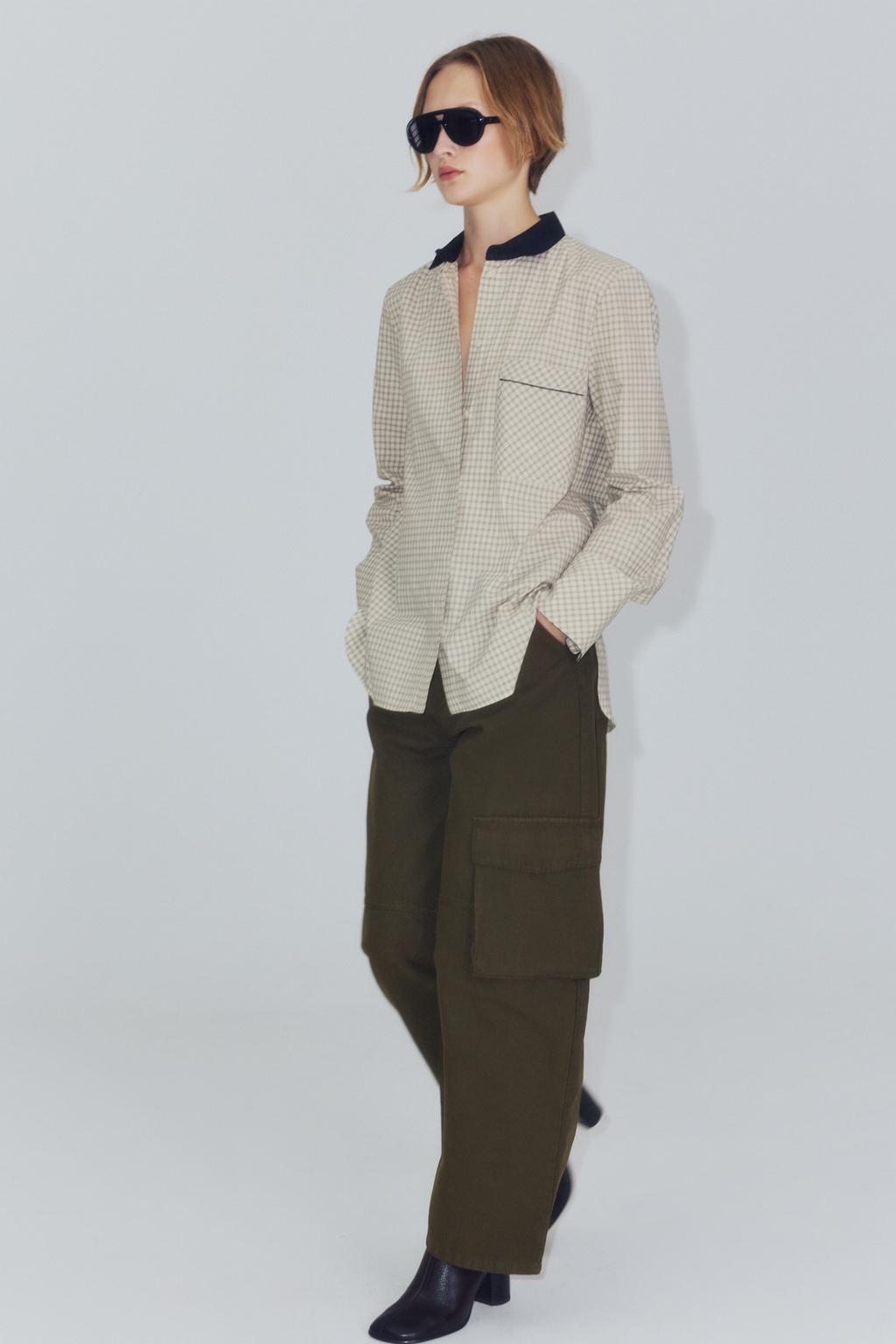 ZW COLLECTION CHECK SHIRT WITH CONTRAST COLLAR