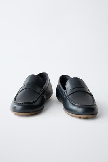 LEATHER LOAFERS - Navy Blue by Zara - Image 2