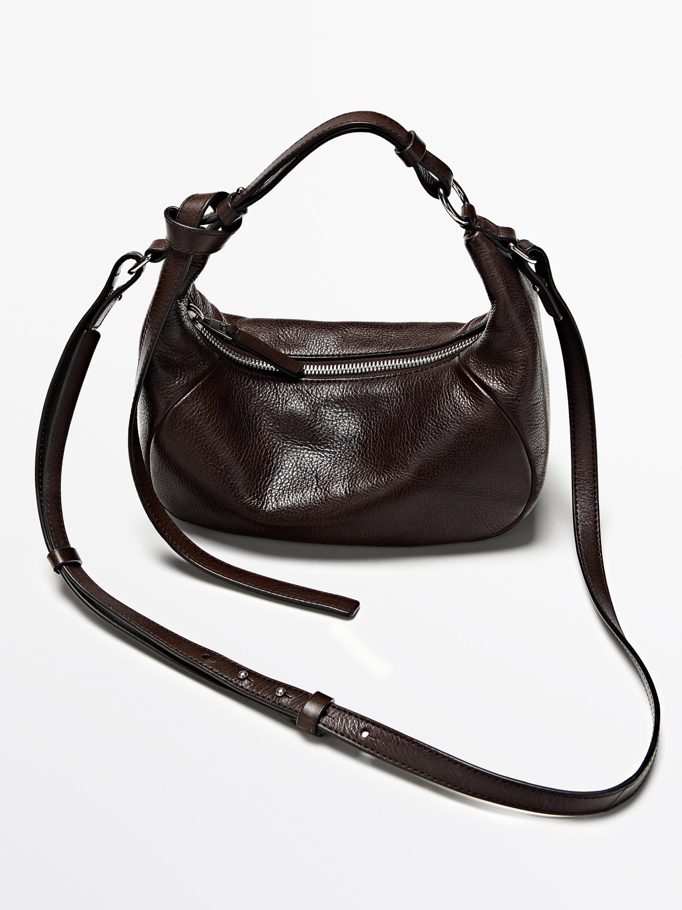 Nappa leather bag with metal buckle