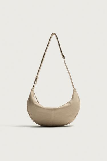 SMALL NYLON SHOULDER BAG - Bone White by Zara