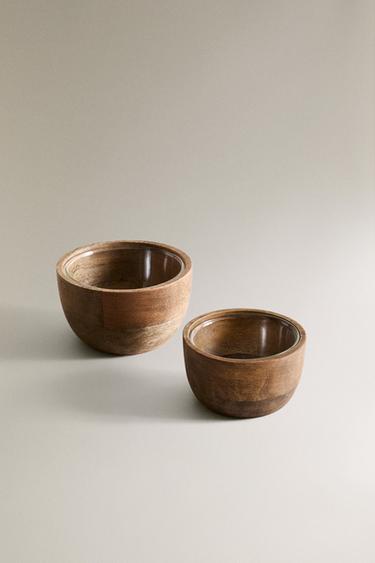 GLASS AND MANGO WOOD BOWL - Light beige by Zara - Image 1
