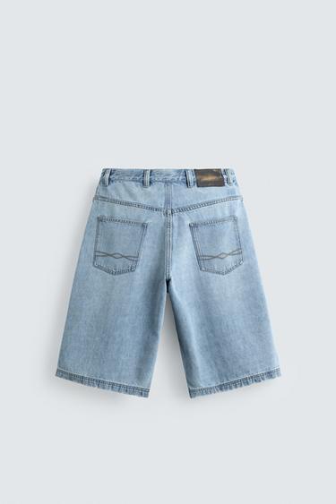 RELAXED FIT DENIM JORTS - Light blue by Zara - Image 6