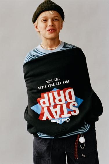 Zara 凸紋標語運動衫 - 深無煙煤色