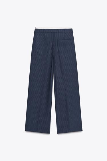 PANTALON LARGE TAILLE DOUBLE - Rayures de Zara - Image 7