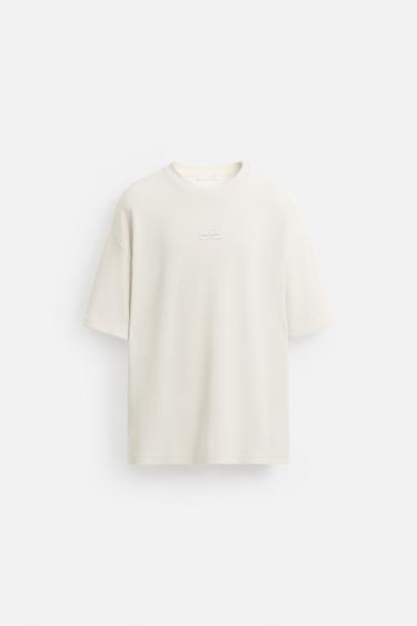 Zara VERTICAL TEXTURED T-SHIRT - Ice