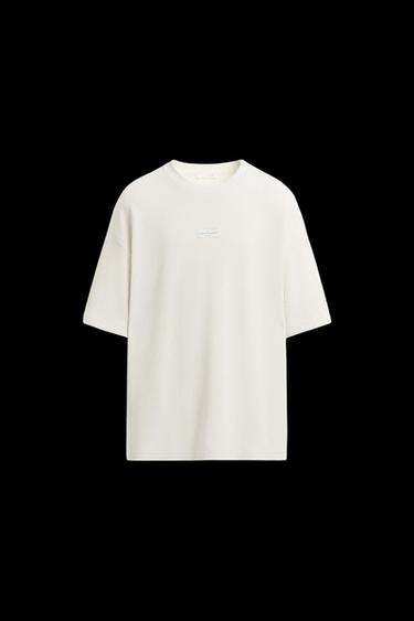 Zara VERTICAL TEXTURED T-SHIRT - Ice