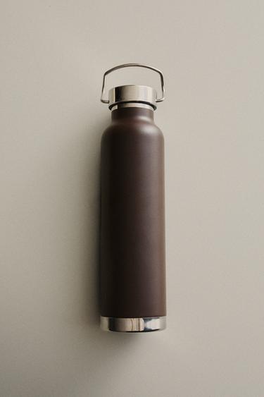 LACQUERED STAINLESS STEEL BOTTLE - Dark brown by Zara