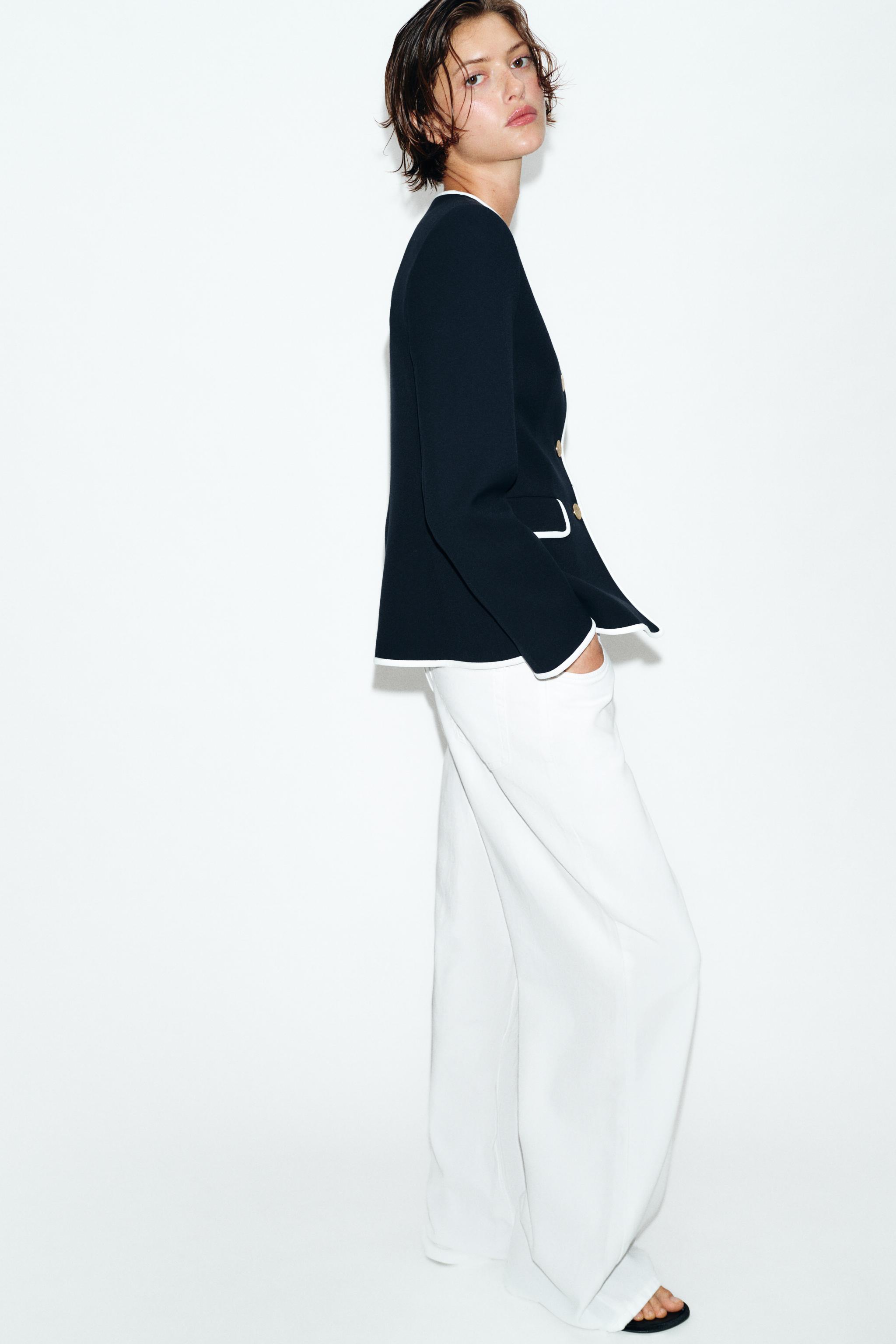BLAZER À LISERÉS EN CONTRASTE