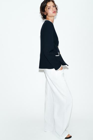 BLAZER À LISERÉS EN CONTRASTE - Bleu marine de Zara - Image 3