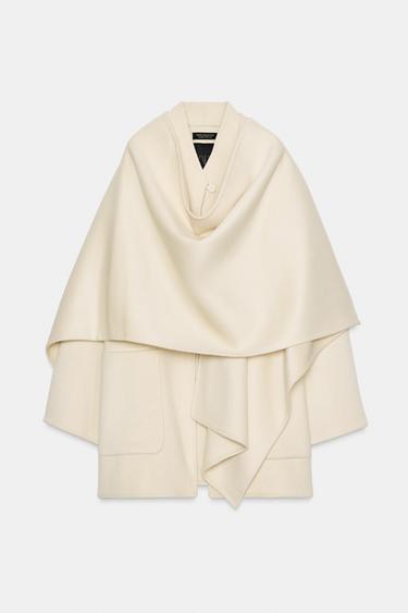 WOOL BLEND CAPE COAT ZW COLLECTION - Ecru by Zara
