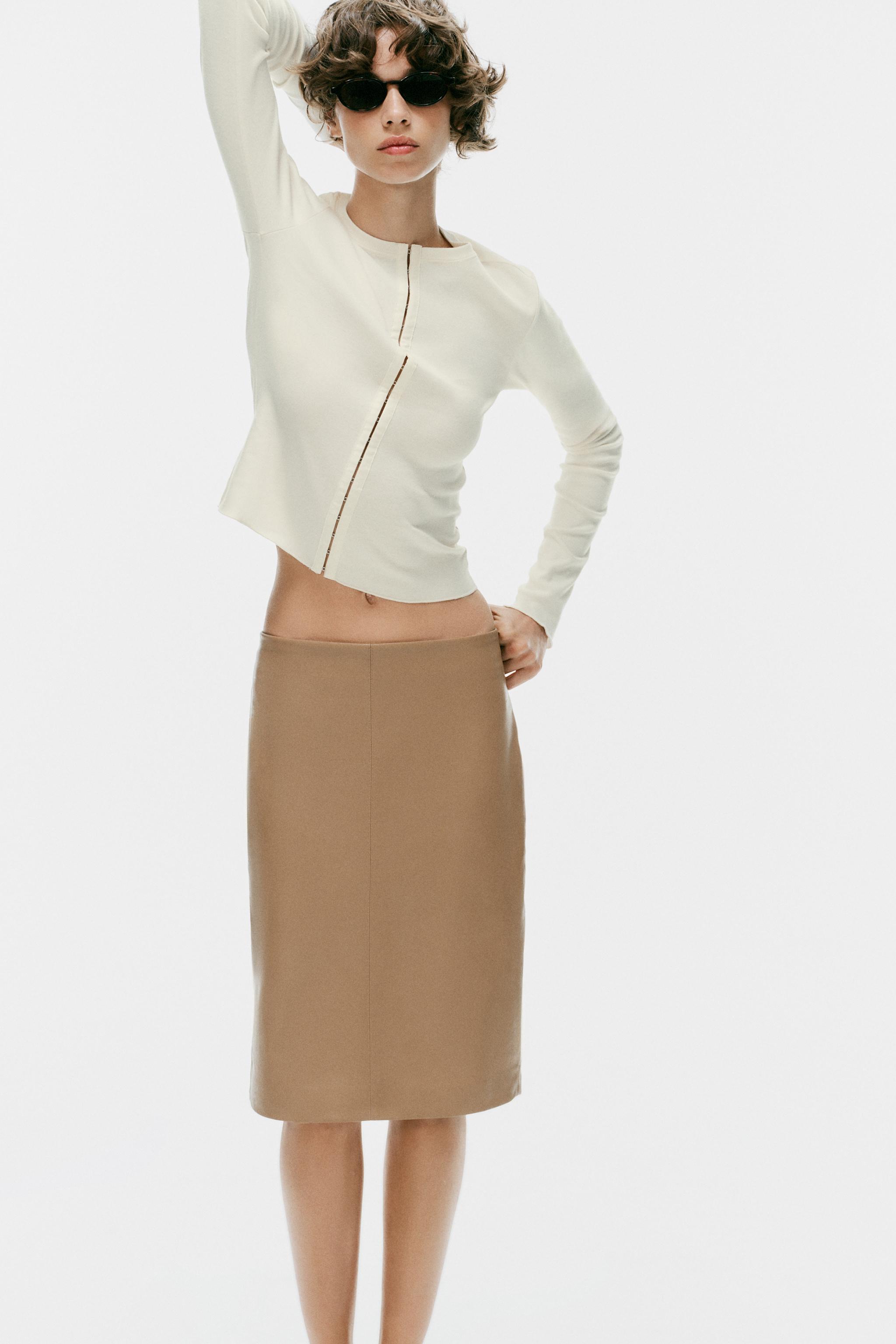 Женские юбки Zara FAUX LEATHER MIDI SKIRT