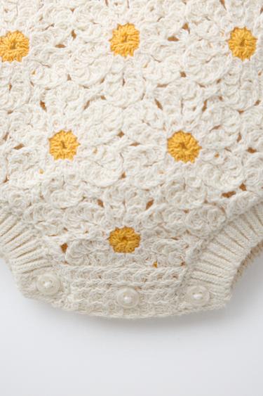 BODY MARGUERITES CROCHET LISSE - Écru de Zara - Image 2