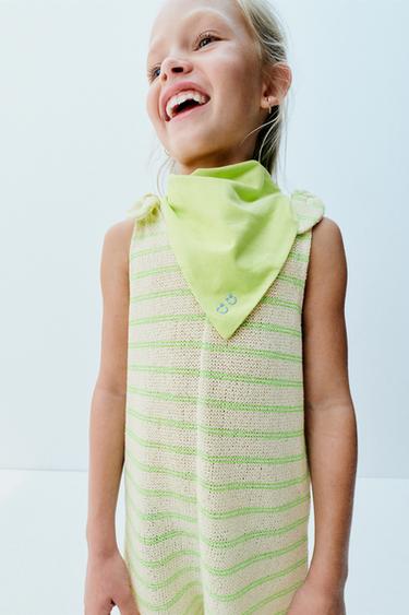 STRIPED KNIT JUMPSUIT - Neon green by Zara
