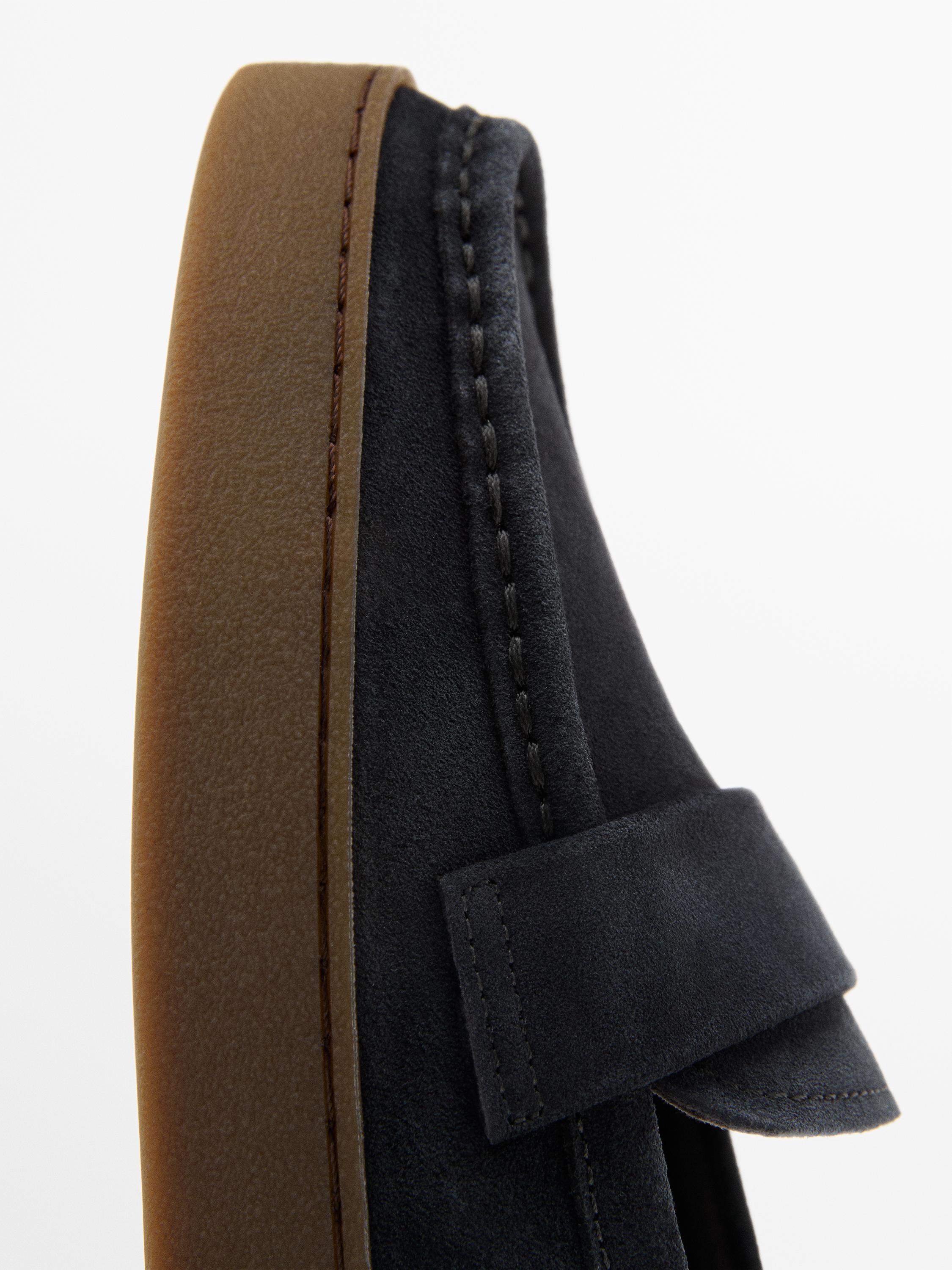 Split leather loafers with caramel sole