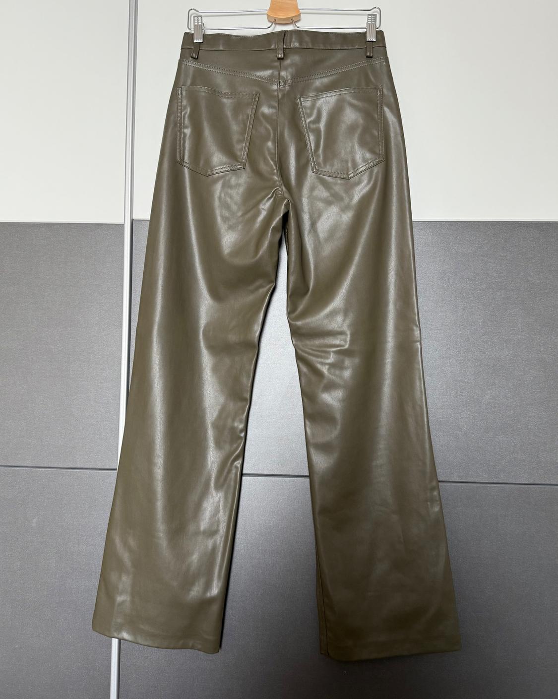 LEATHER EFFECT FULL LENGTH TROUSERS - Image 2