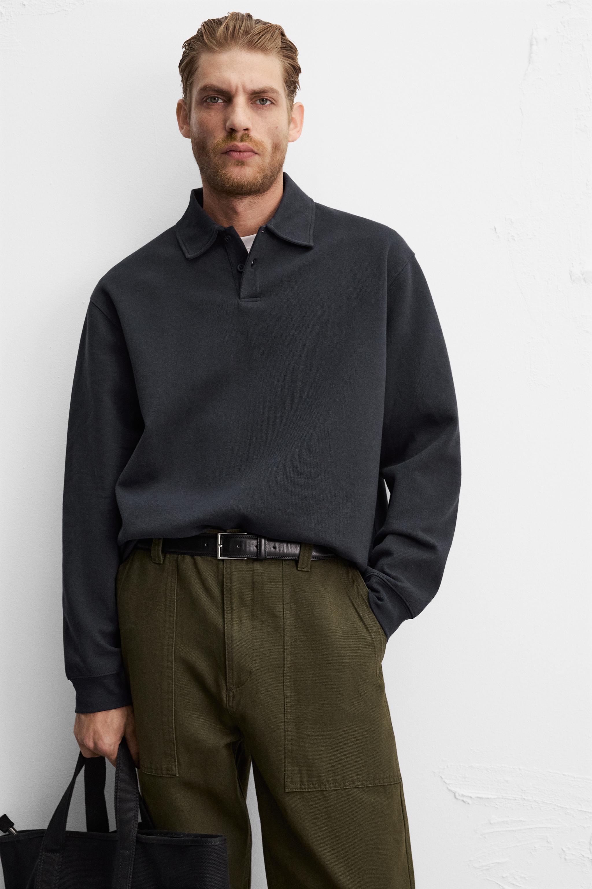 TEXTURED INTERLOCK POLO SHIRT - Blue | ZARA Australia