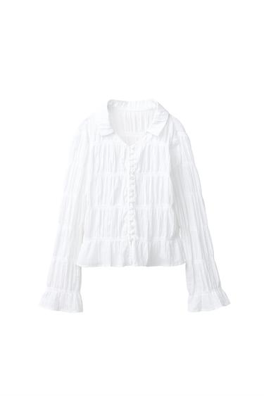 CAMISA GOMAS - Blanco de Zara