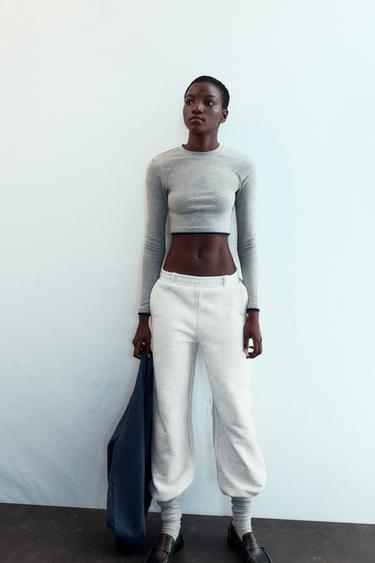 MOCK LAYER CROP T-SHIRT - Grey marl by Zara - Image 5
