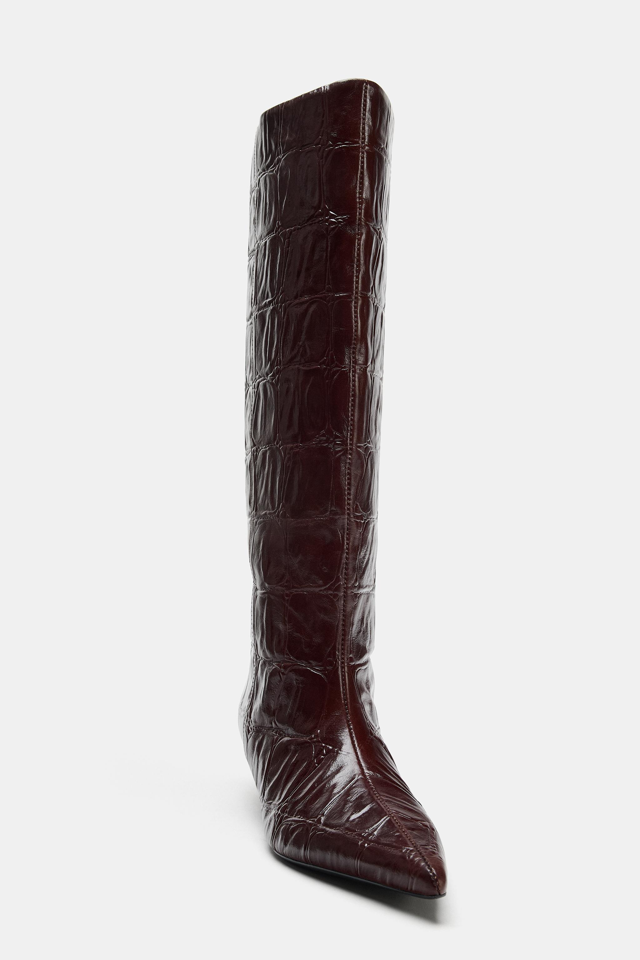 LEATHER ANIMAL PRINT BOOTS