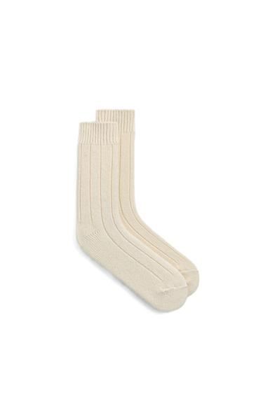 AARON LEVINE X ZARA RIBBED WOOL BLEND SOCKS - Ecru by Zara