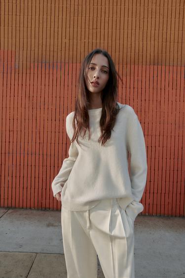PLAIN KNIT JUMPER - Ecru by Zara