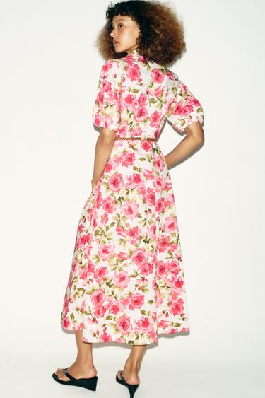 FLORAL PRINT MIDI DRESS WITH BELT - Multicoloured by Zara - Image 6