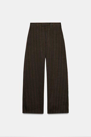 PANTALON À RAYURES ZW COLLECTION - Kaki foncé de Zara - Image 4