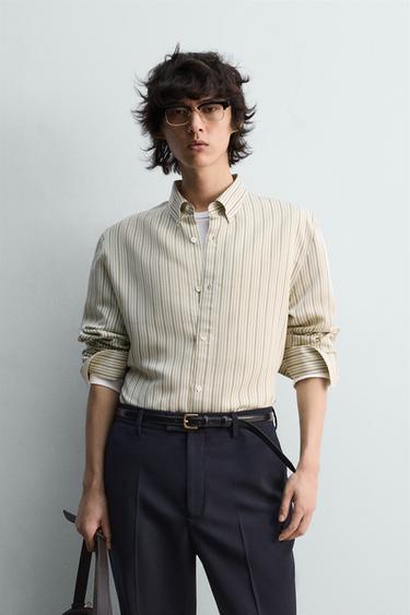 CAMISA RELAXED FIT RAYAS LIMITED EDITION - Amarillo claro de Zara