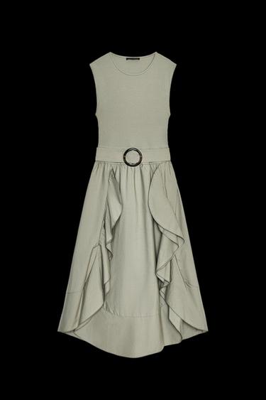 Zara BELTED COMBINATION DRESS - Khaki - Image 0