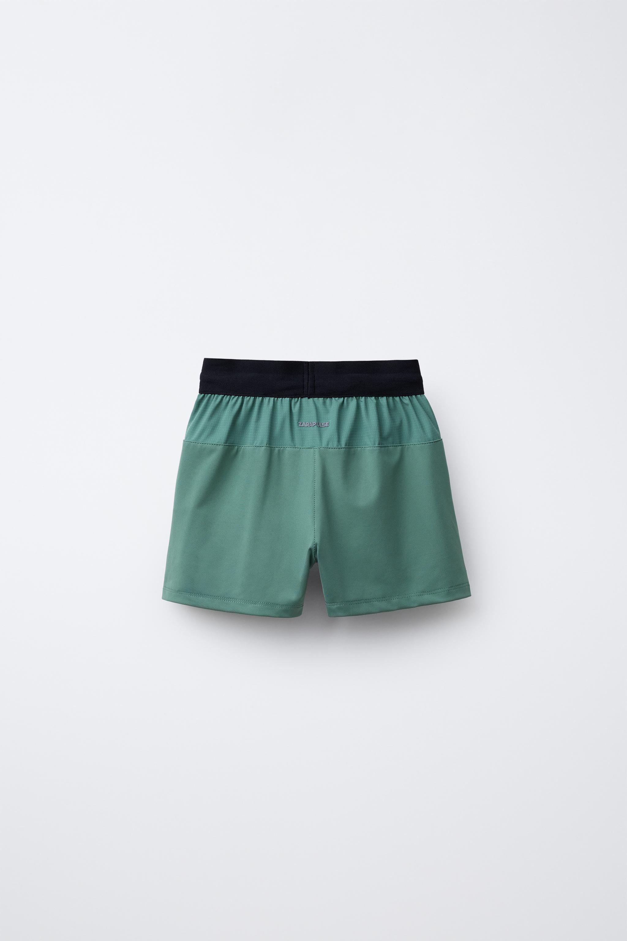 CONTRAST LOGO TECHNICAL SHORTS - Green | ZARA United States